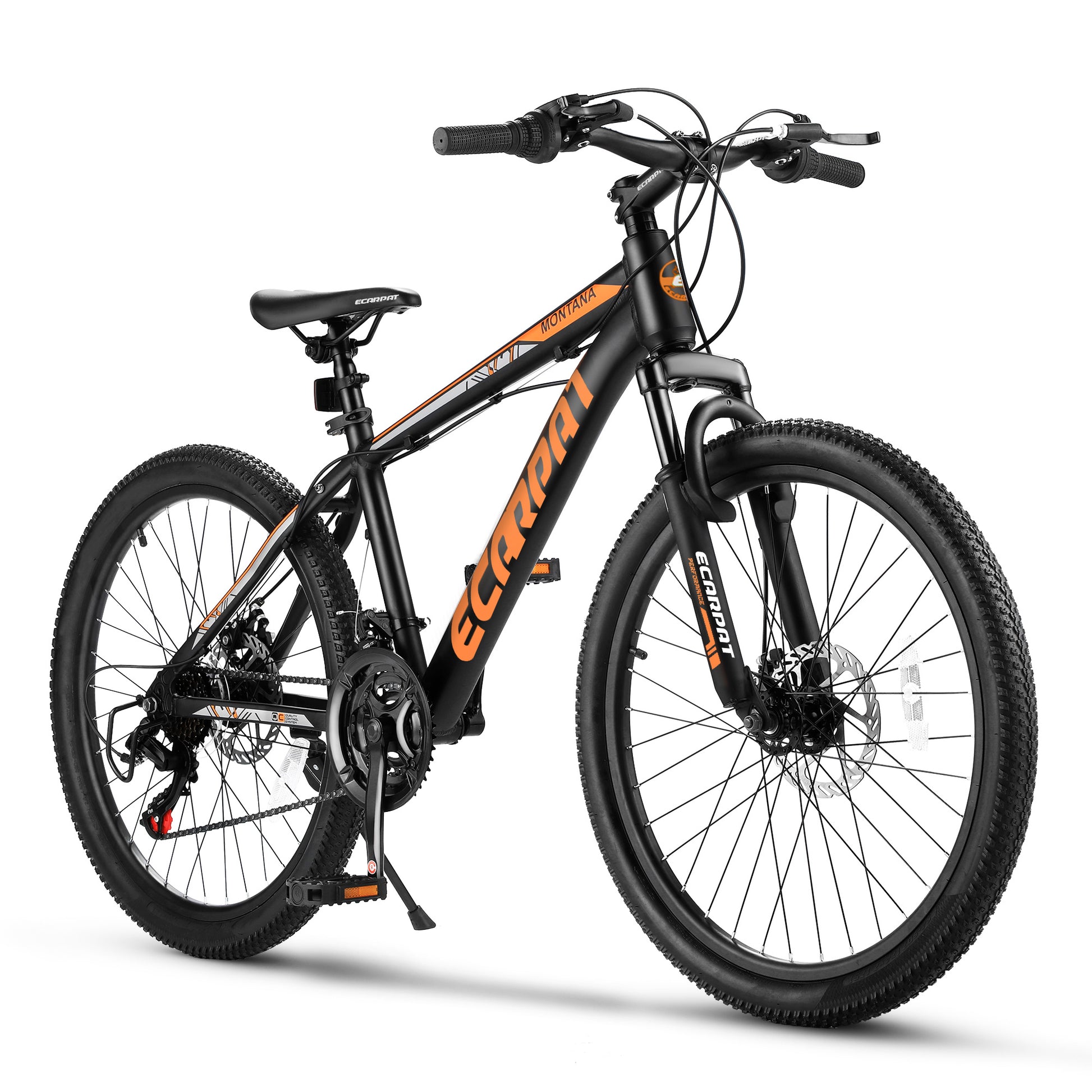 A24299 Black-Orange Mountain Bike – 26" Fat Tire, Shimano 21-Speed, Dual Disc Brakes
