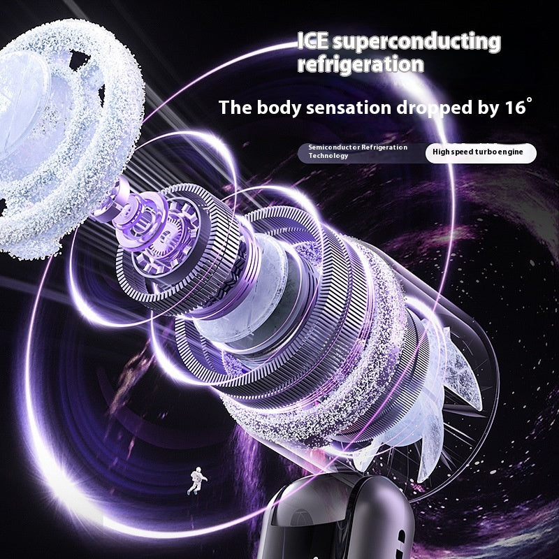 Illustration of ICE superconducting refrigeration technology with futuristic design elements.